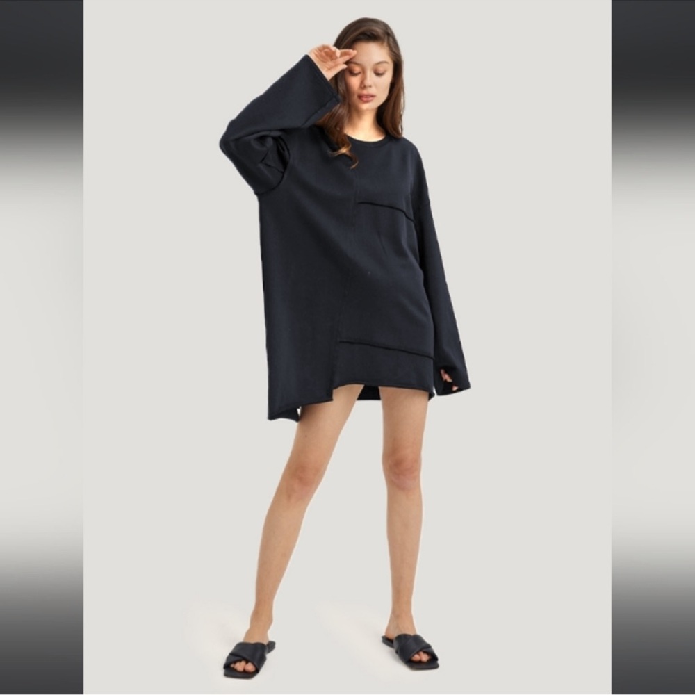 Nap Loungewear | M | Black asymmetrical unisex Edgy Oblique Sweatshirt crewneck